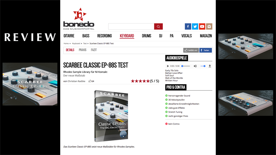 Bonedo 5 Star Review of Scarbee Classic EP-88s